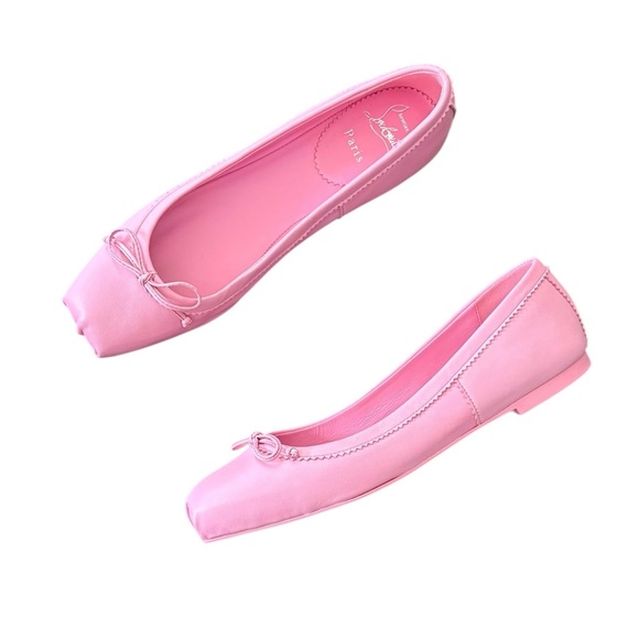 NEW Christian Louboutin Mamadrague Napa Bow Ballerina Flats size 39 Pink